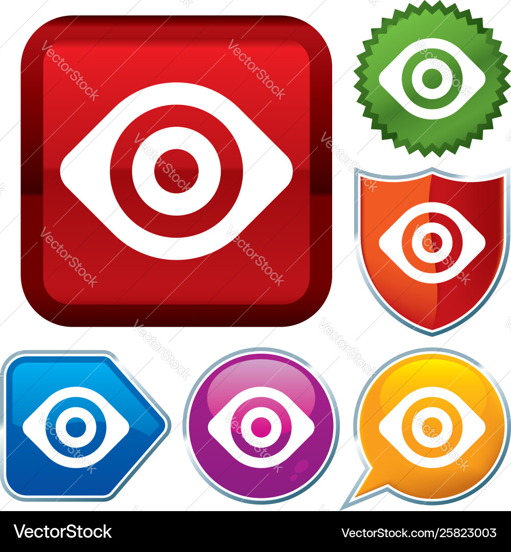 Set shiny icon series on buttons view Vector Image