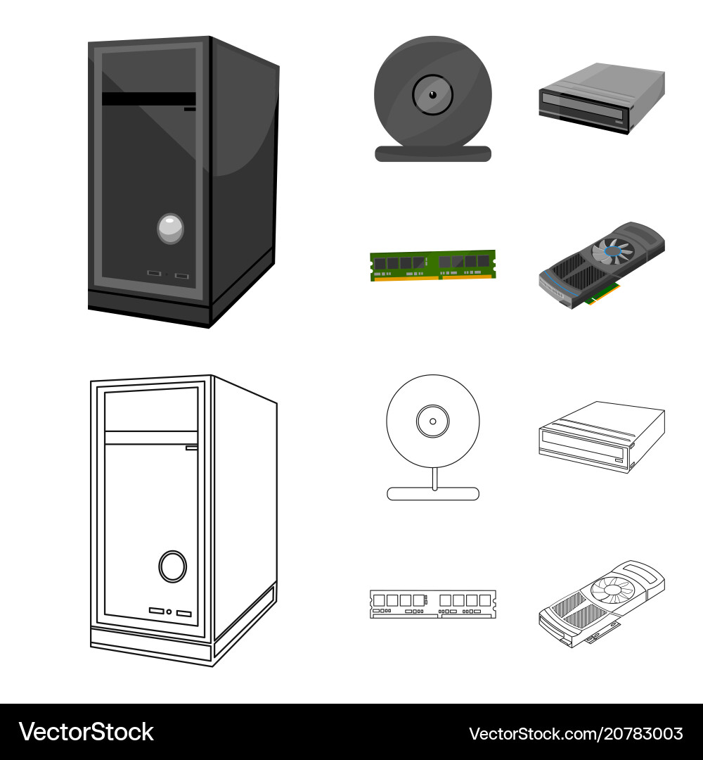 System unit memory card and other equipment vector image