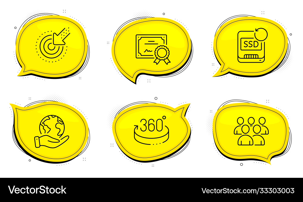 Targeting 360 degrees and recovery ssd icons set Targeting 360 degrees and recovery ssd icons set vector image