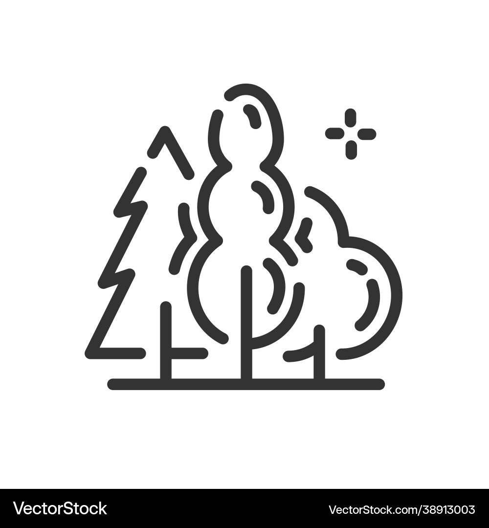 Tree icon in simple one line style vector image