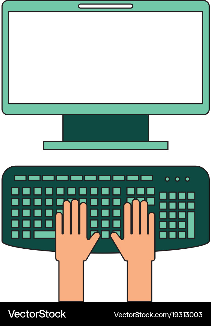 User with computer desktop vector image