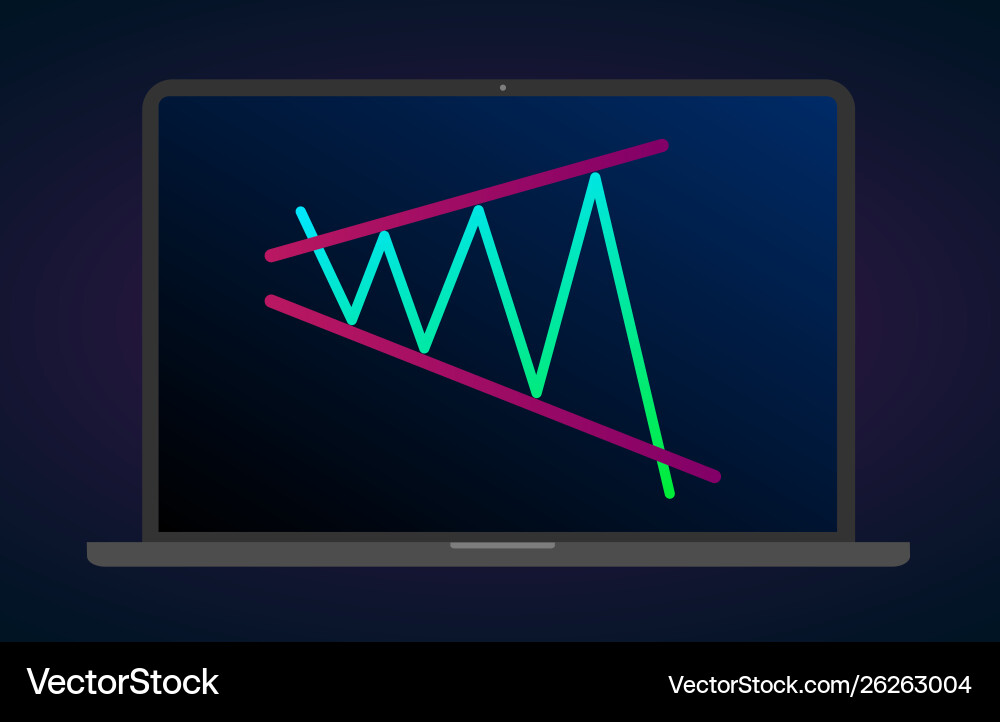 Bearish expanding triangle pattern figure vector image