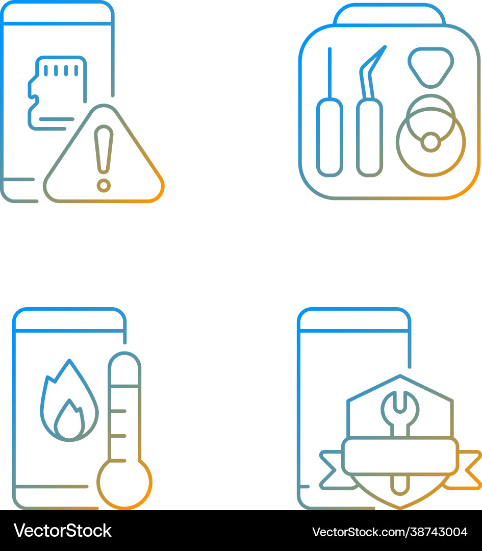 Cellphone recovery related gradient linear icons Cellphone recovery related gradient linear icons vector image