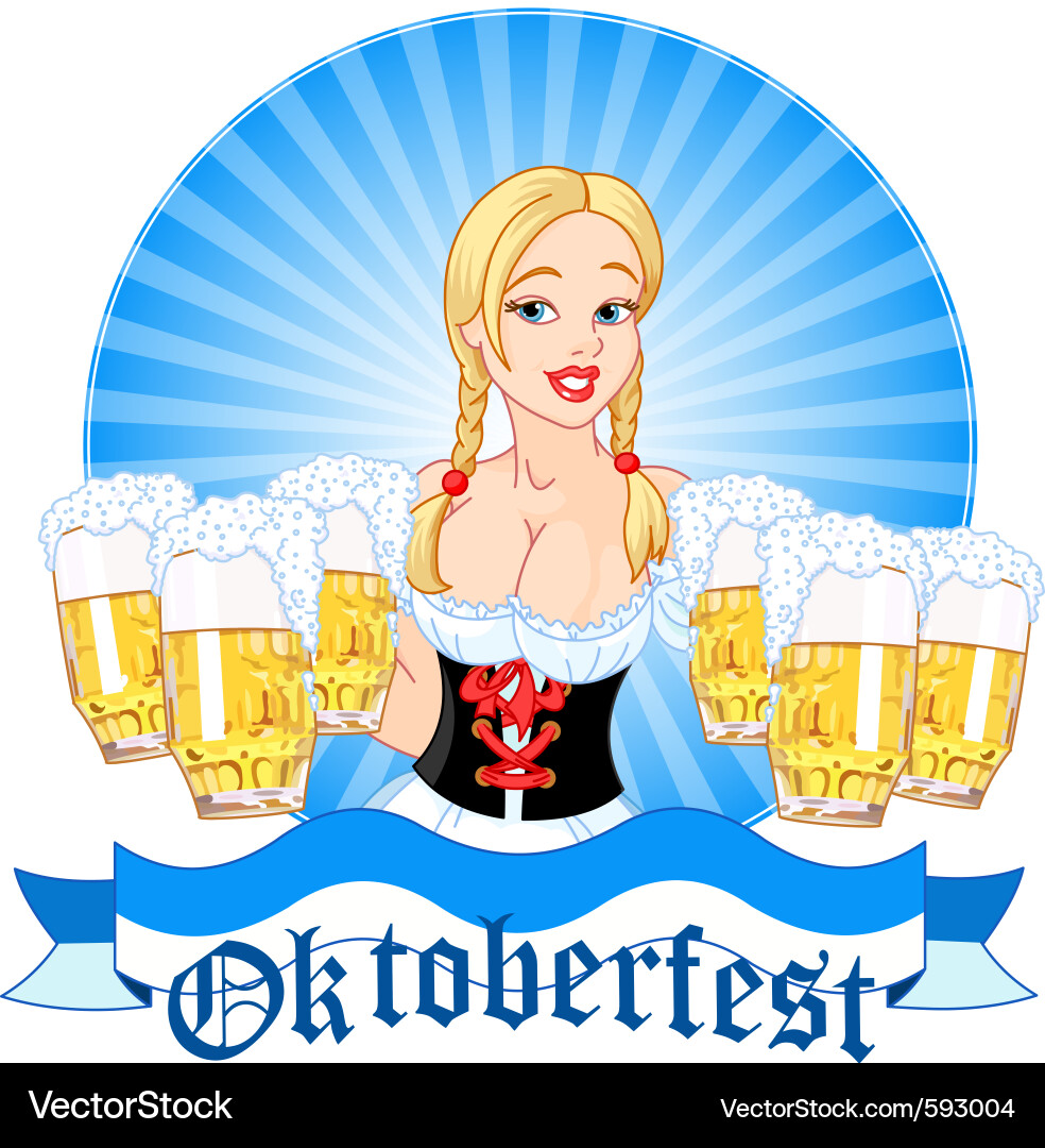 Festive Oktoberfest Girl with Beer Vector Image
