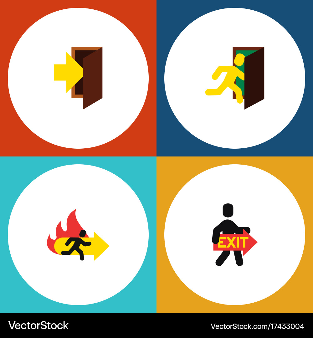 Flat icon exit set of entry open door vector image