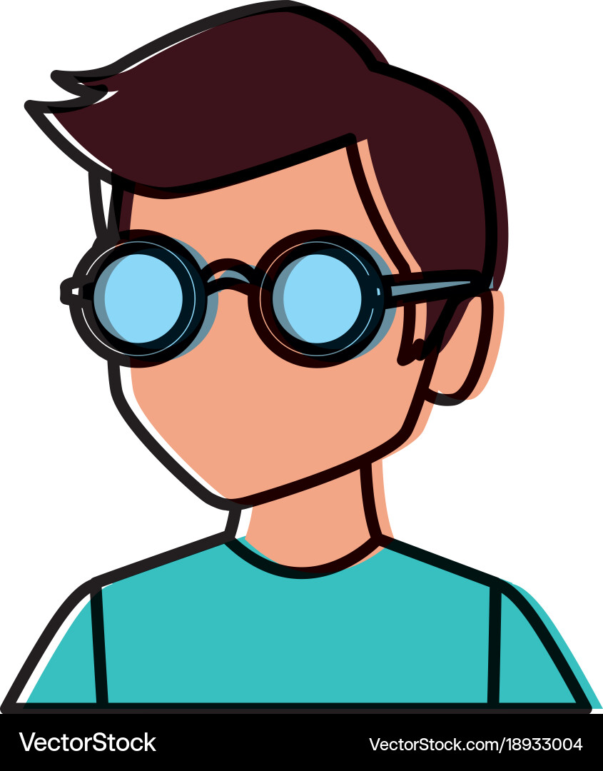 Geek man with round frame glasses vector image