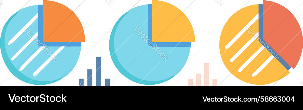 Multi-segment pie charts diverse data Vector Image