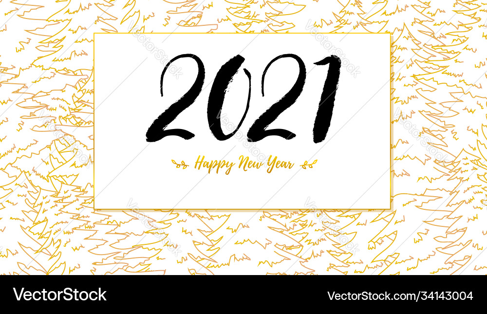 New 2021 greeting card outline pattern from Vector Image