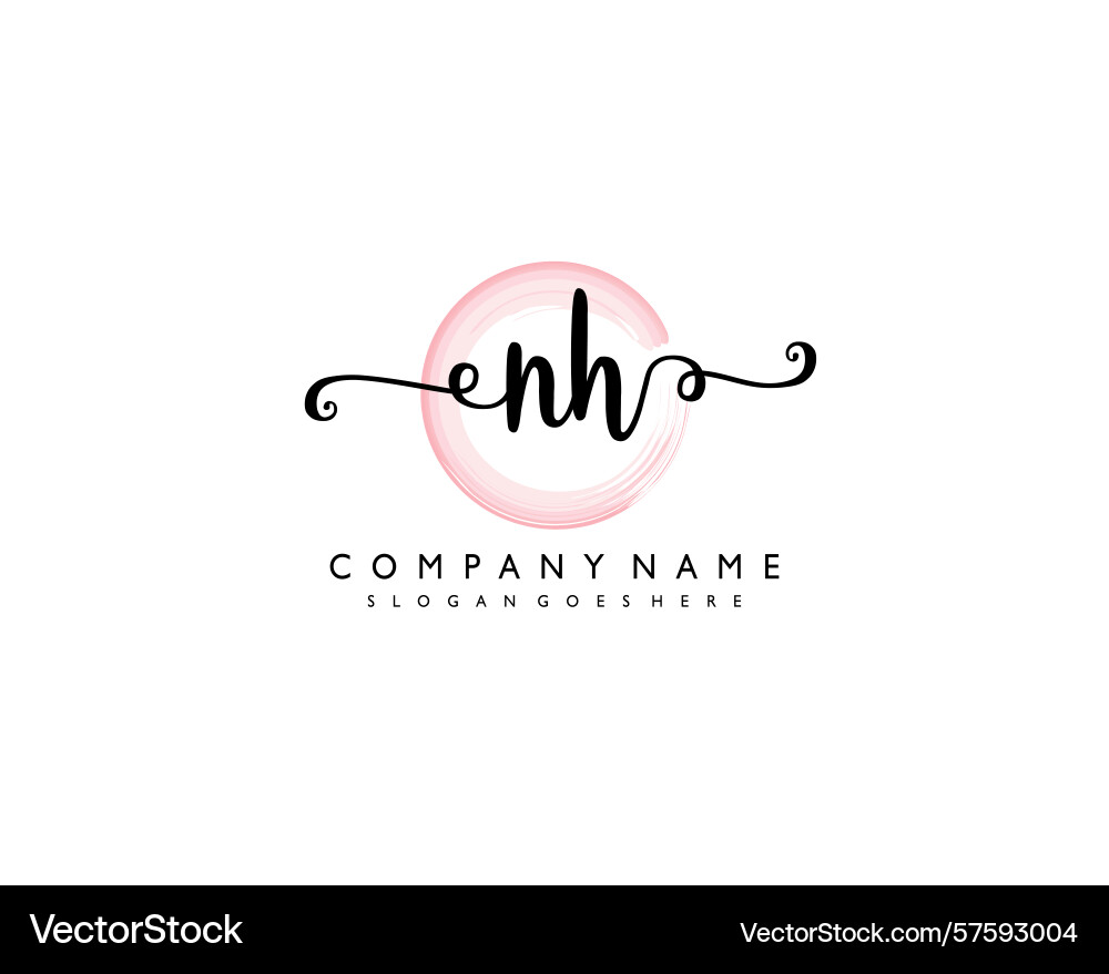 Nh initial handwriting logo design collection Nh initial handwriting logo design collection Vector Image