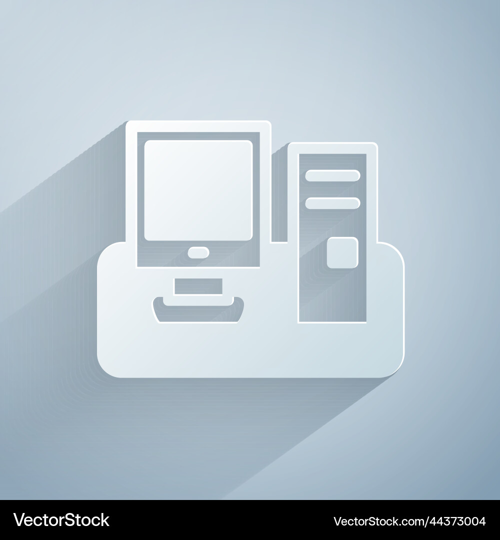 Paper cut computer monitor with keyboard and mouse Paper cut computer monitor with keyboard and mouse vector image