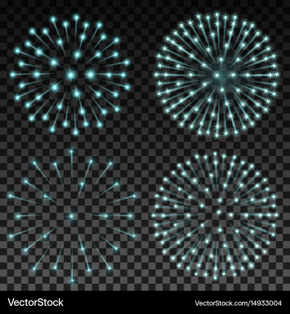 Set of fireworks on transparent background vector image