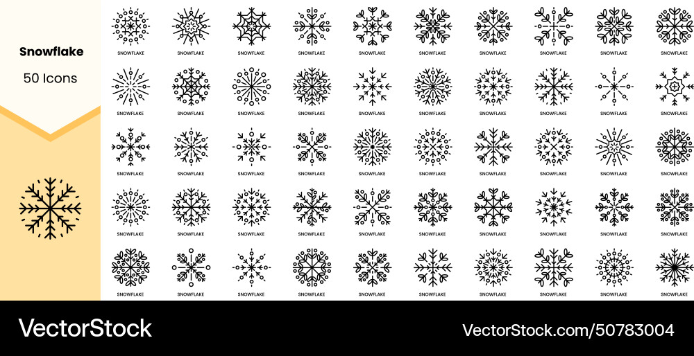 Set of snowflake icons simple line art style Set of snowflake icons simple line art style Vector Image