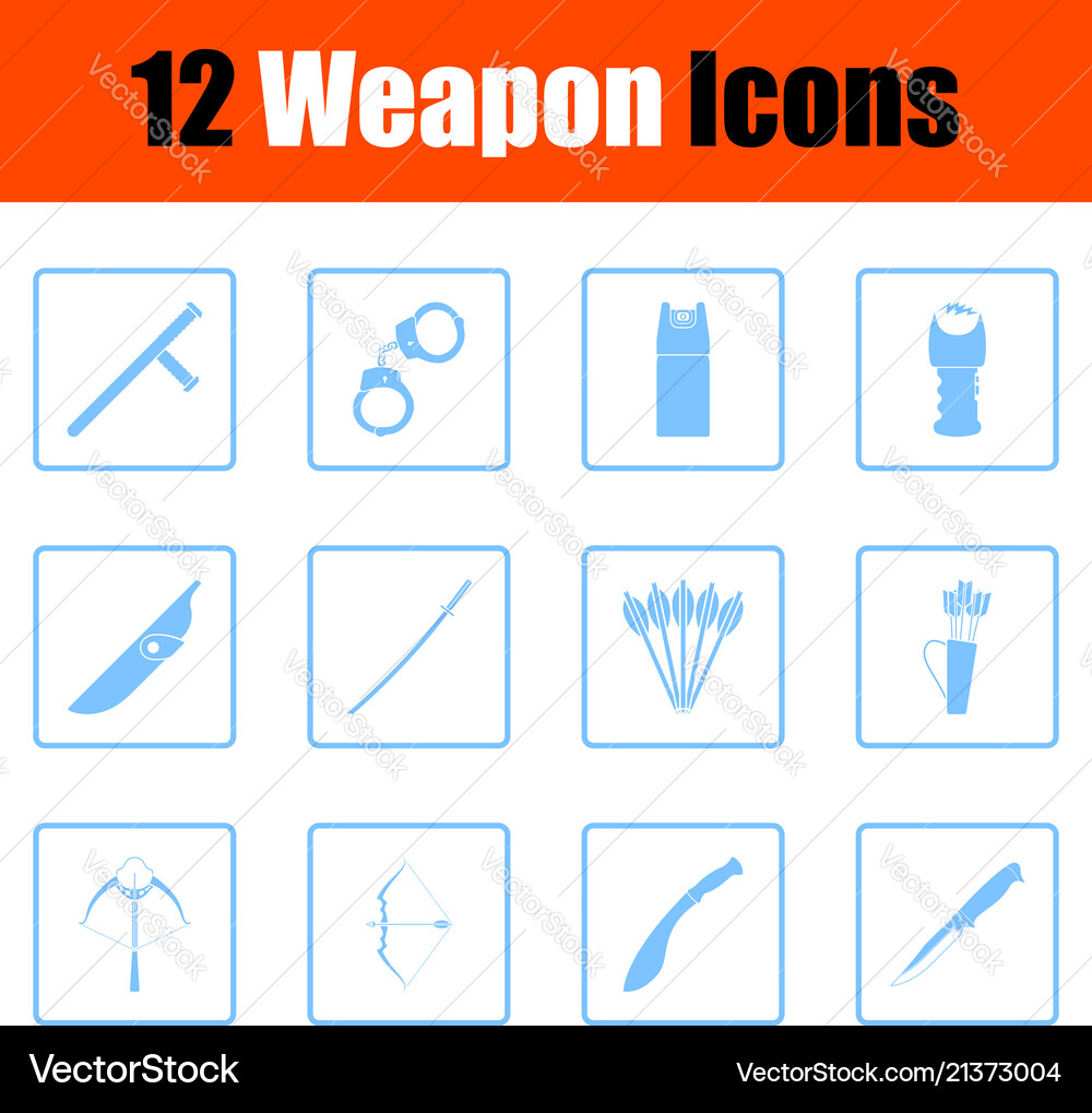 Set of twelve weapon icons vector image