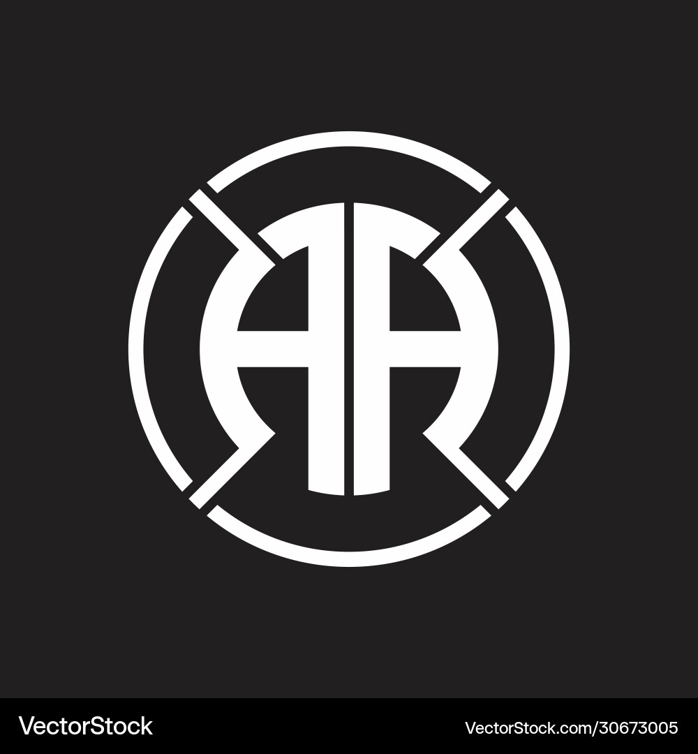Aa logo monogram with four part circle slash vector image