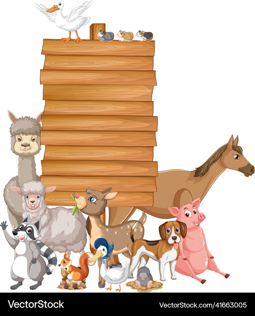 Animal with wooden sign banner Animal with wooden sign banner vector image