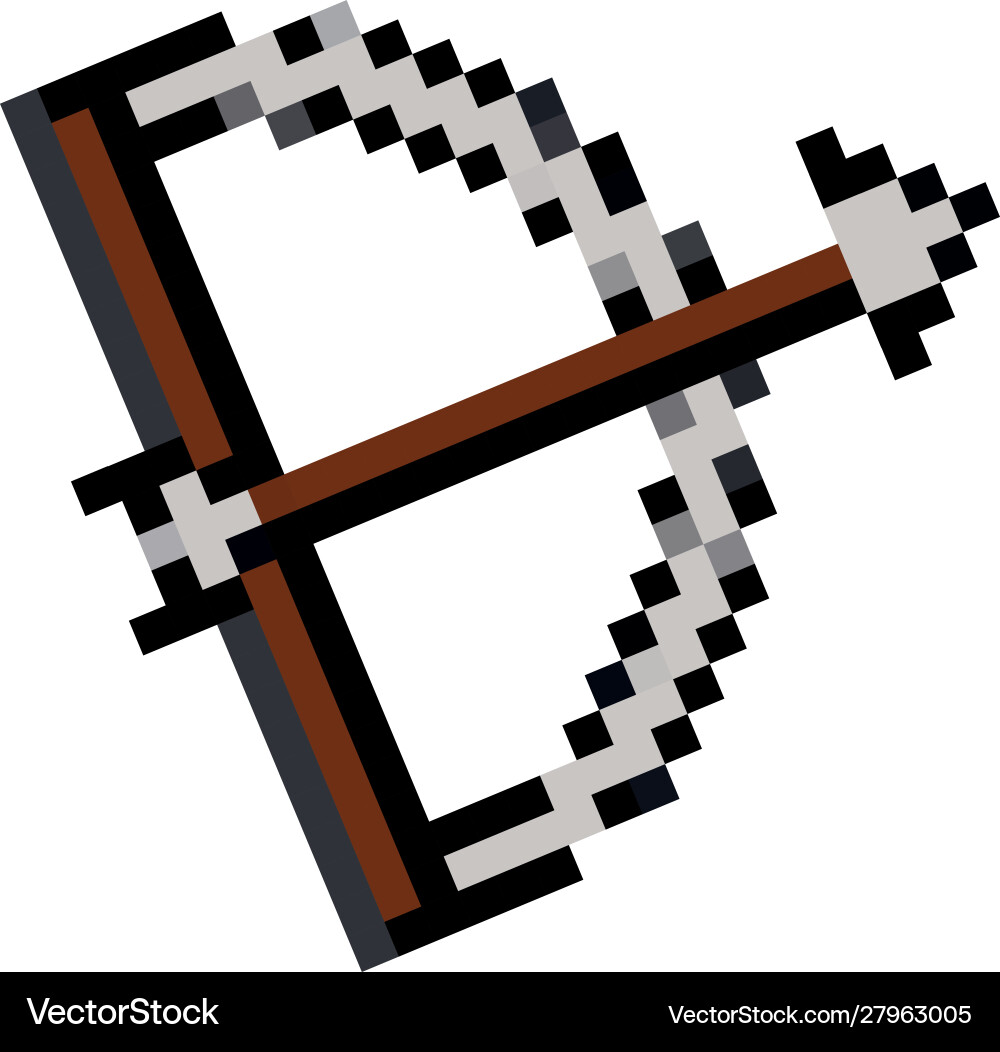 Arch and arrow 8 bits pixelated style icon vector image