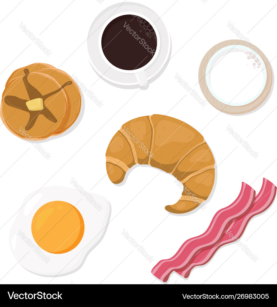 Breakfast objects top view collection eps10 Breakfast objects top view collection eps10 Vector Image