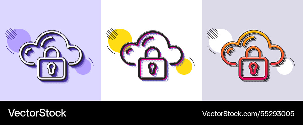 Cloud computing protection line icon internet Cloud computing protection line icon internet vector image