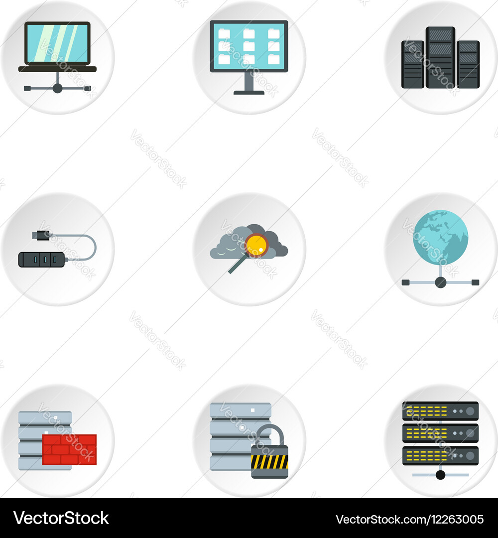 Computer icons set flat style Vector Image