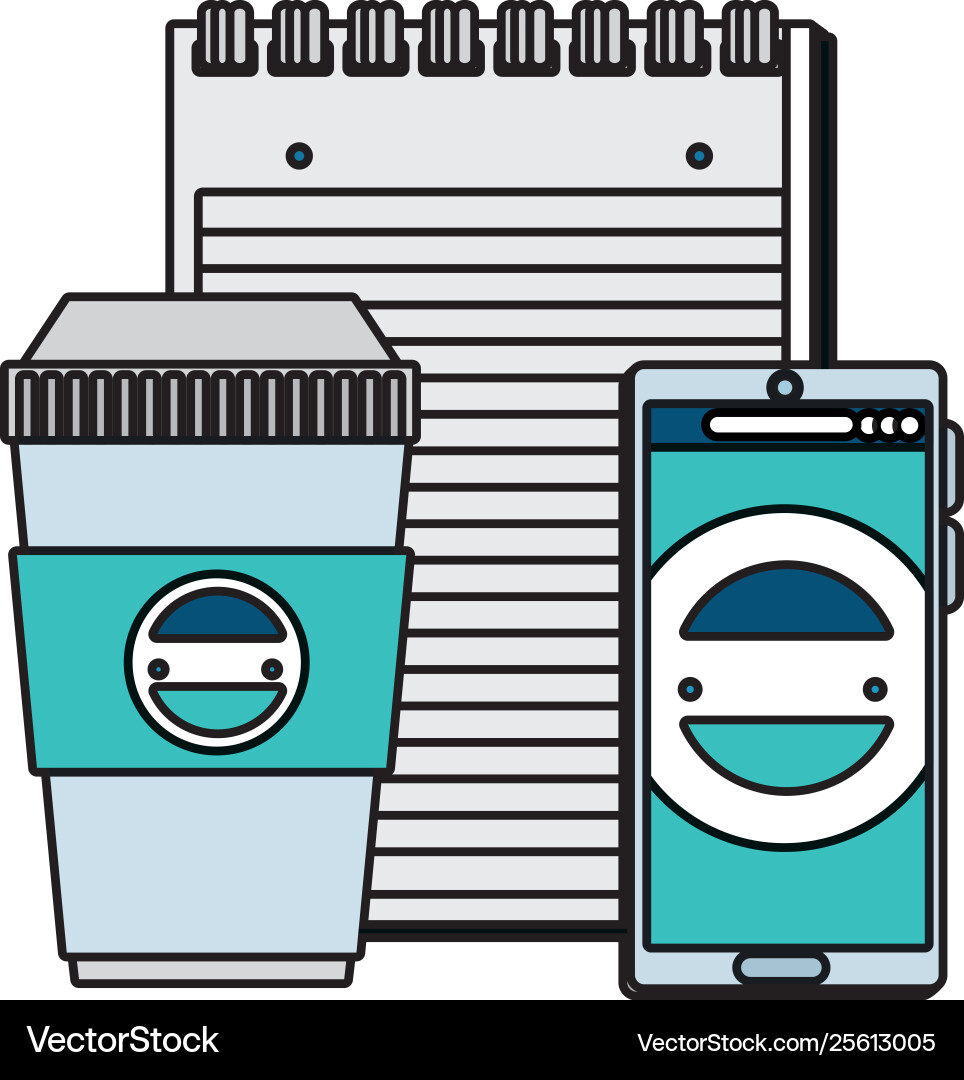Container and notepad cellphone with company vector image