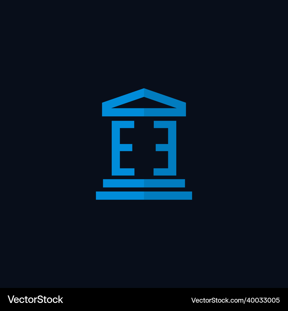 Ee initial logo monogram with simple courthouse vector image