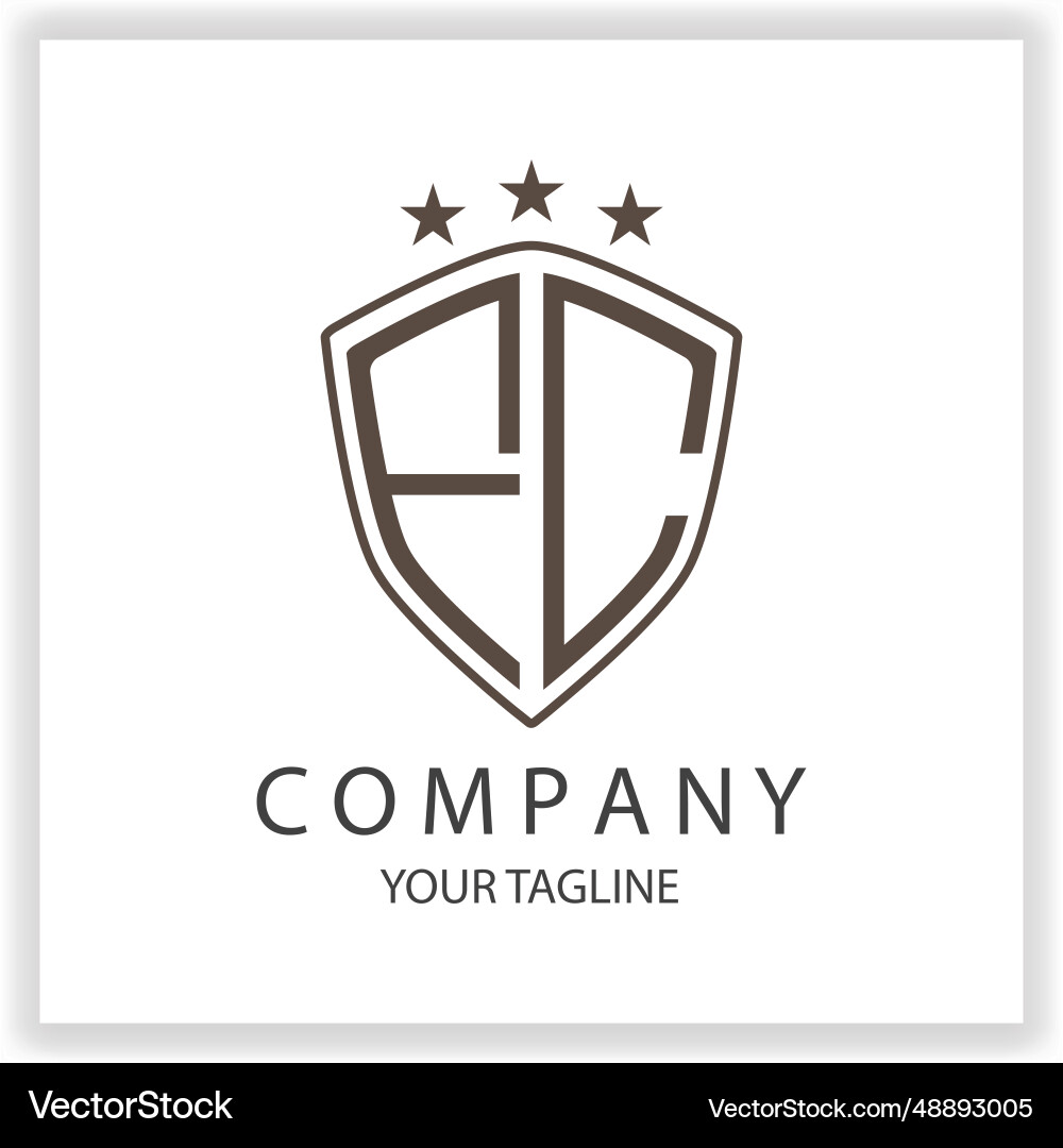 Fc logo monogram with shield shape isolated black Fc logo monogram with shield shape isolated black vector image