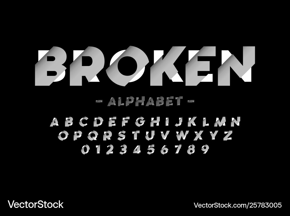 Fractured Font - Broken Text vector image