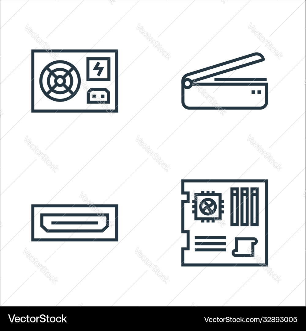 Hardware line icons linear set quality Hardware line icons linear set quality vector image