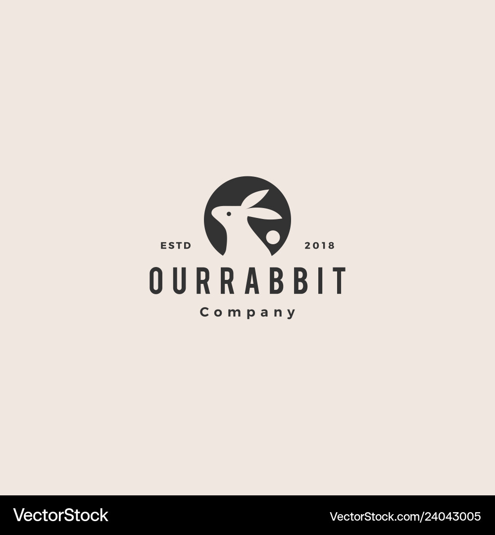 Kaninchen Kreis rund Negativ-Stil Logo Vintage Kaninchen Kreis rund Negativ-Stil Logo Vintage vektorbild