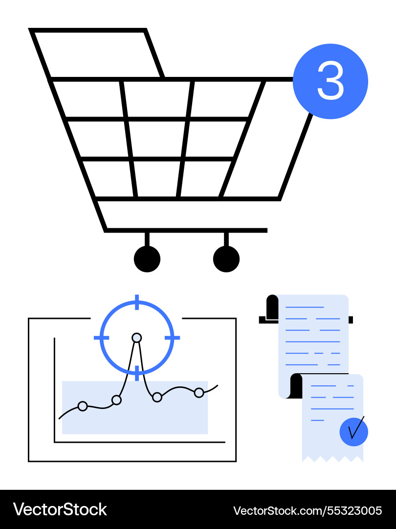 Online shopping cart with notifications data Vector Image