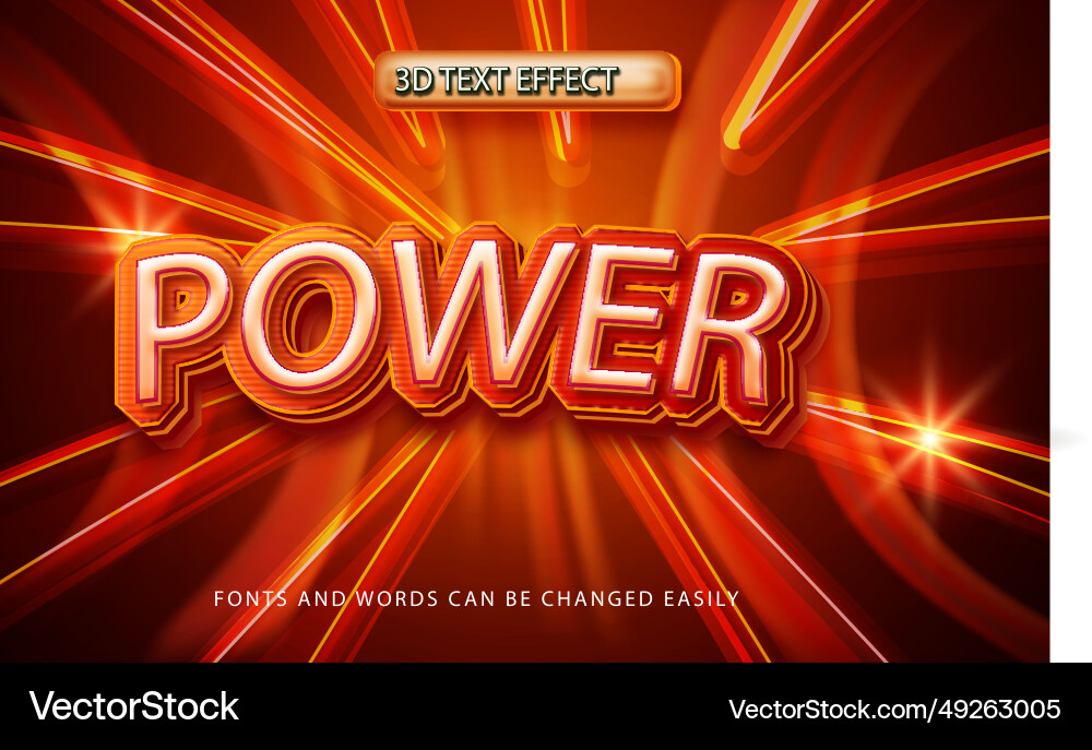 Power strong 3d editable text effect style vector image