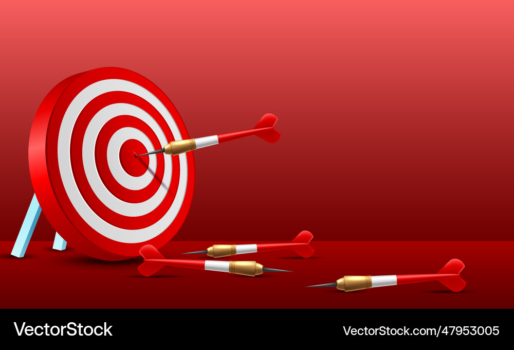 Red dart arrow hitting in the target center vector image