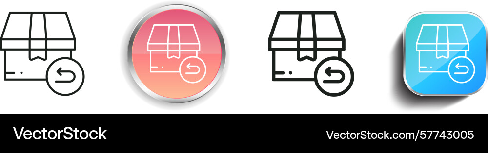 Return box icon thin linear regular and button Return box icon thin linear regular and button vector image