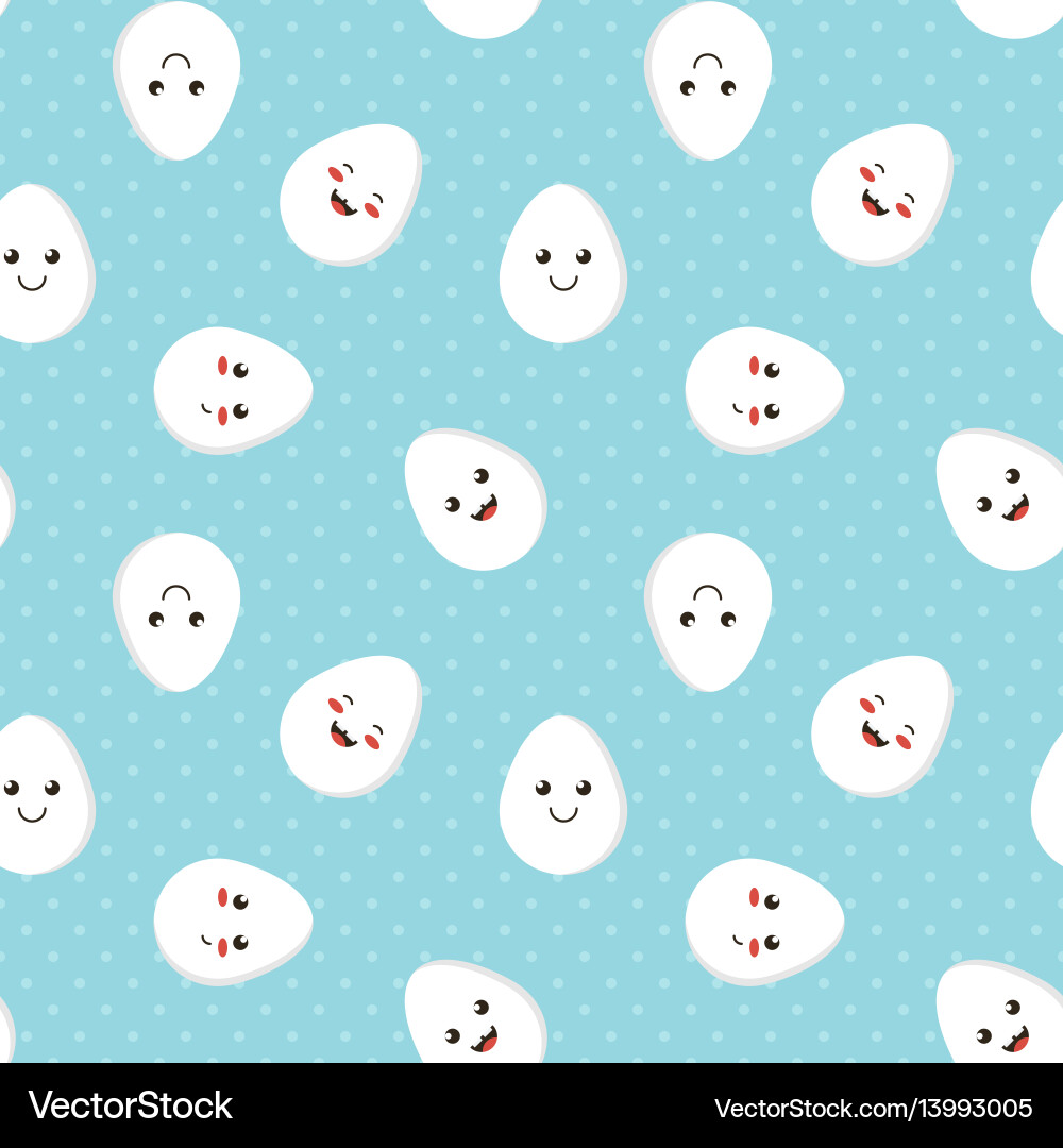 Seamless pattern background with smiling eggs vector image