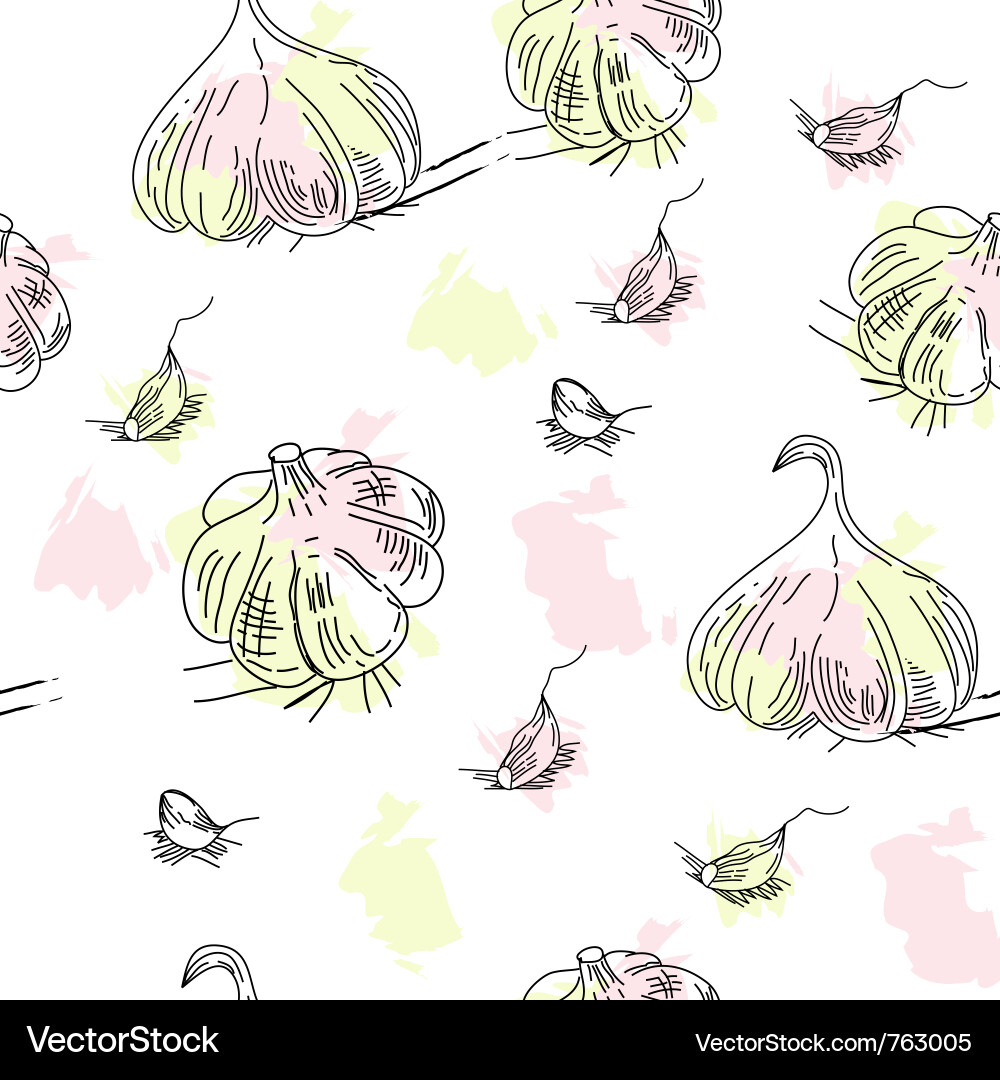 Seamless pattern with garlic Vector Image