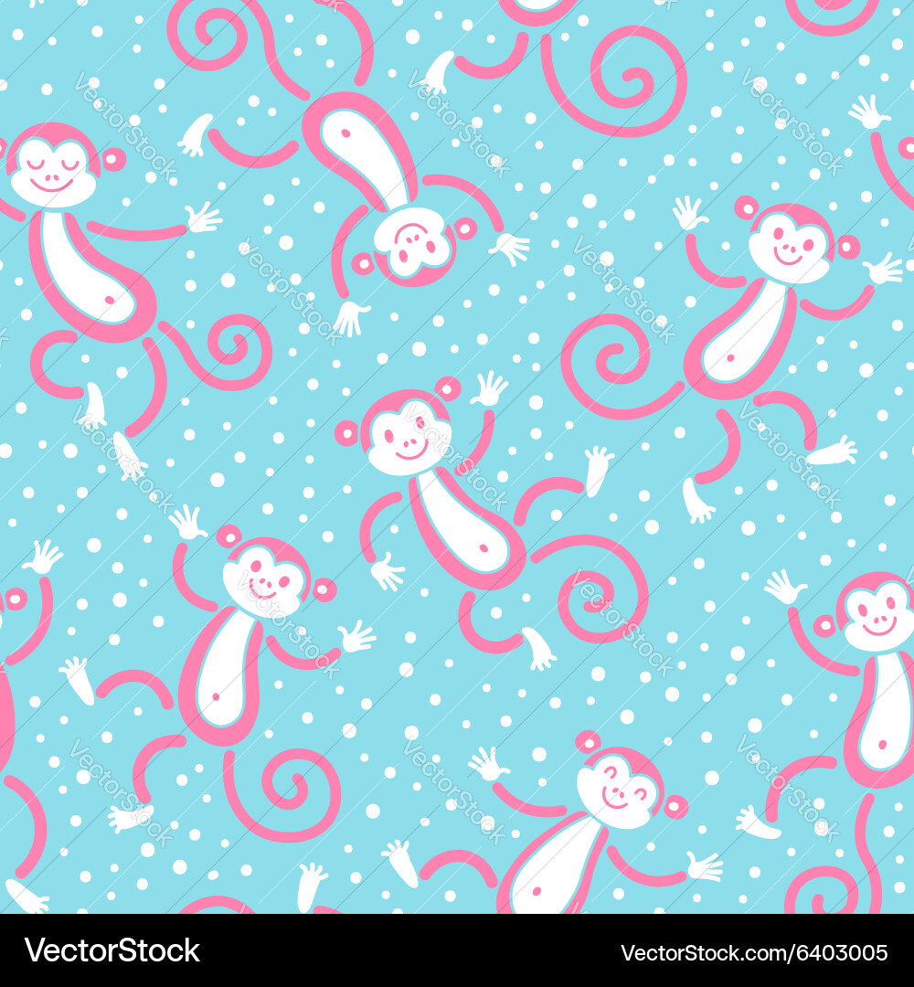 Seamless pattern with monkeys playing in snow vector image