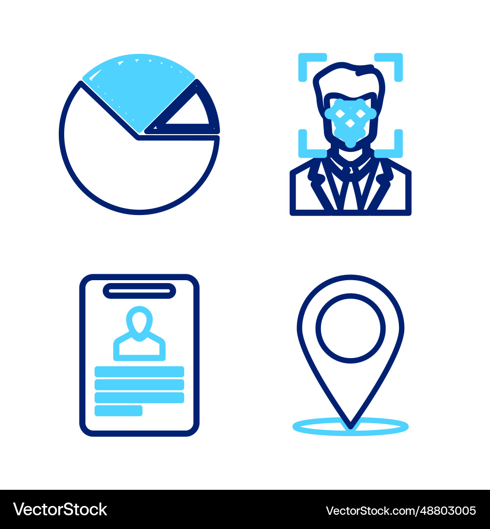 Set line map pin identification badge face vector image
