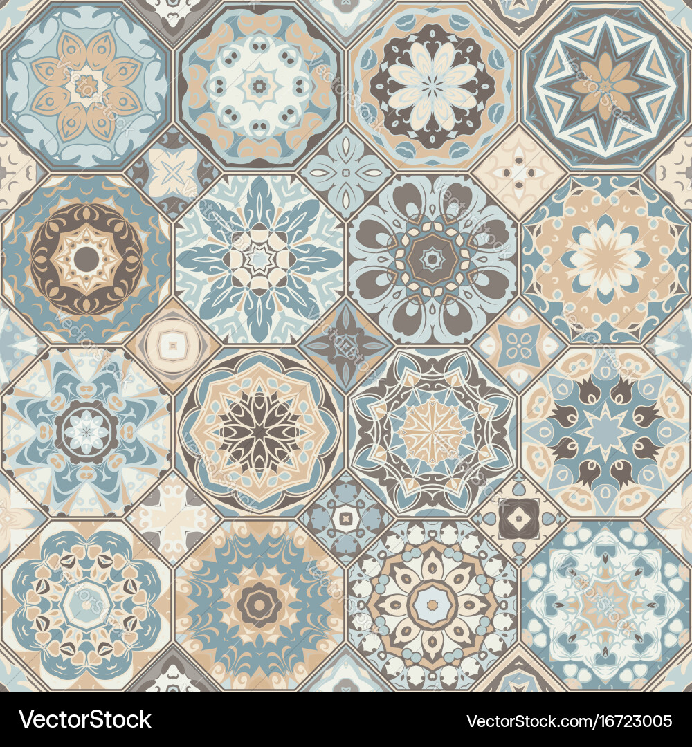 Set of octagonal and square patterns vector image