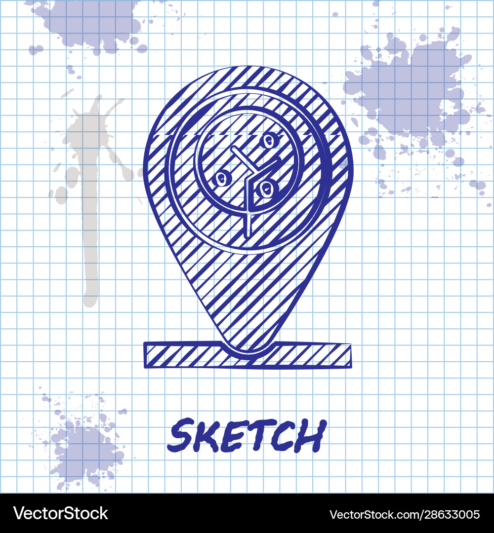 Sketch line location and tree icon isolated Sketch line location and tree icon isolated vector image