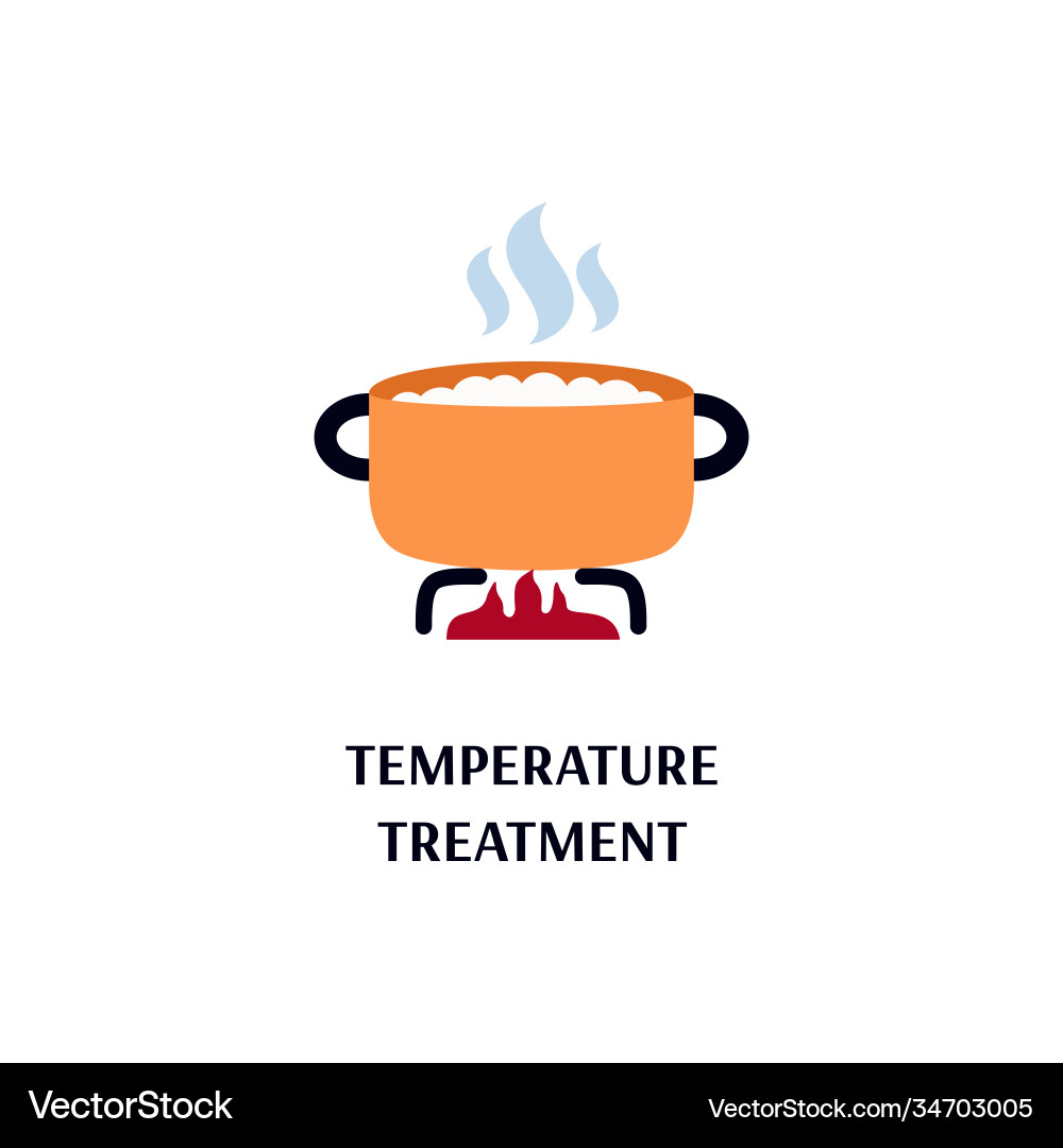 Temperature or heat treatment a pot on flame flat Temperature or heat treatment a pot on flame flat vector image