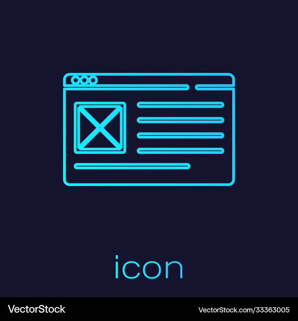 Turquoise line browser window icon isolated Vector Image