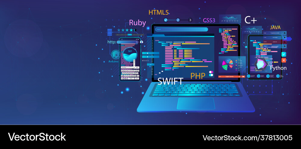 Web banner development software and ui interface Web banner development software and ui interface vector image