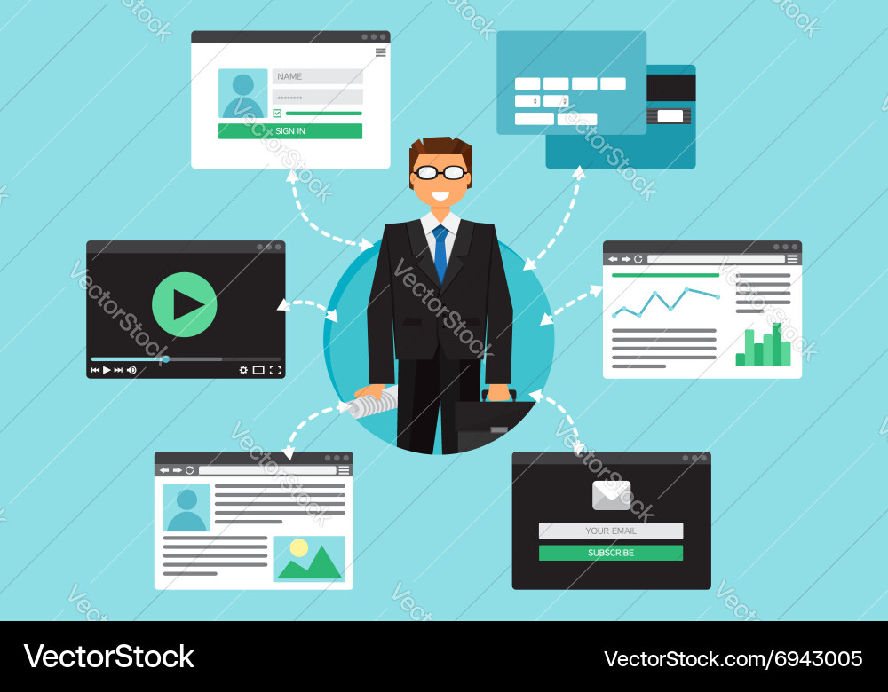Web virtual socail network vector image