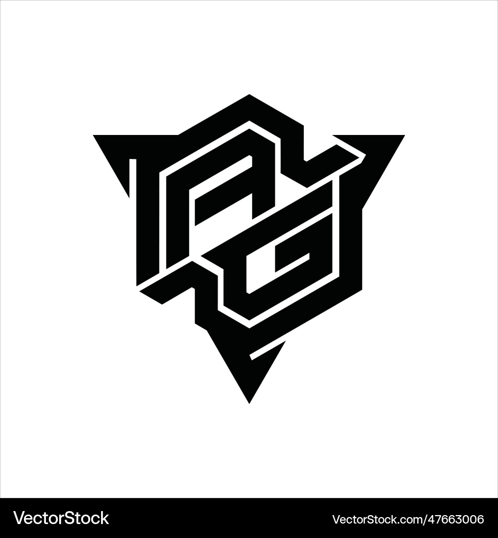 Ag logo monogram hexagon shape with triangle Ag logo monogram hexagon shape with triangle Vector Image