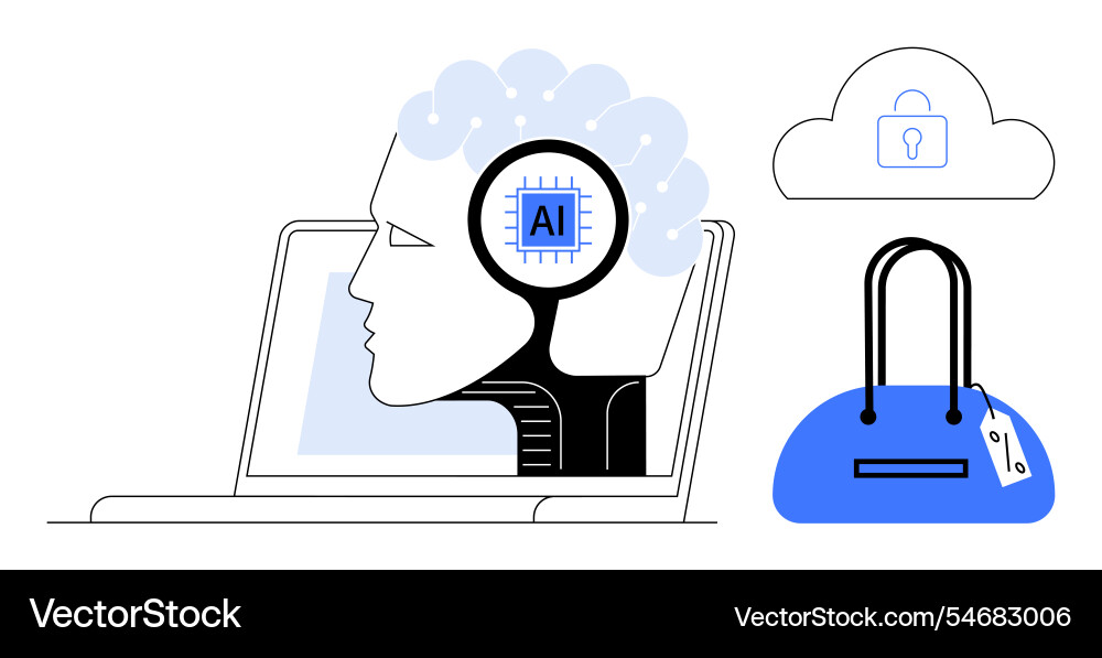 Artificial intelligence and cybersecurity Artificial intelligence and cybersecurity vector image