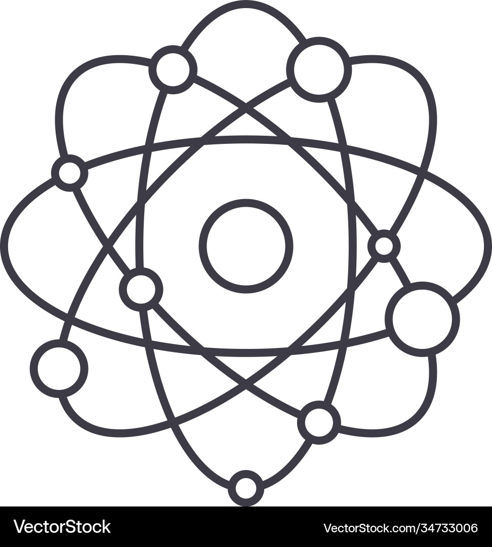 Atom icon linear isolated thin line Atom icon linear isolated thin line Vector Image
