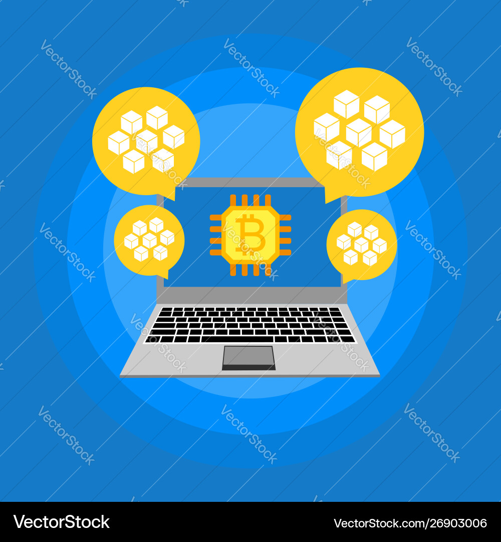 Blockchain scheme mining crypto currency server vector image