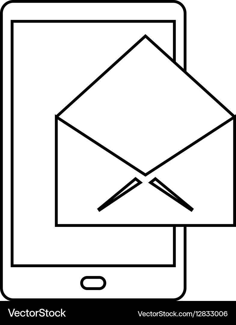 Cellphone message email envelope thin line vector image