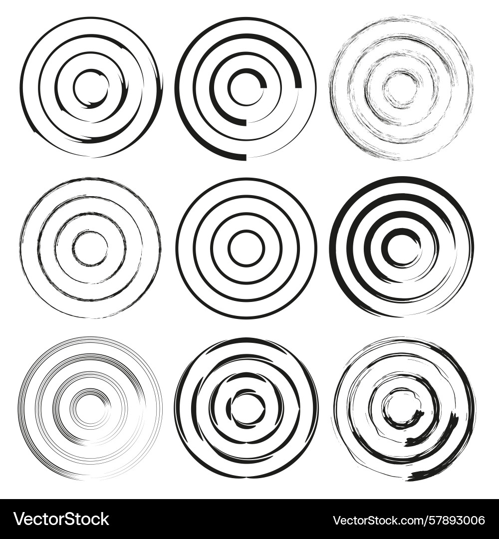 Concentric circle pattern spiral ring elements Vector Image