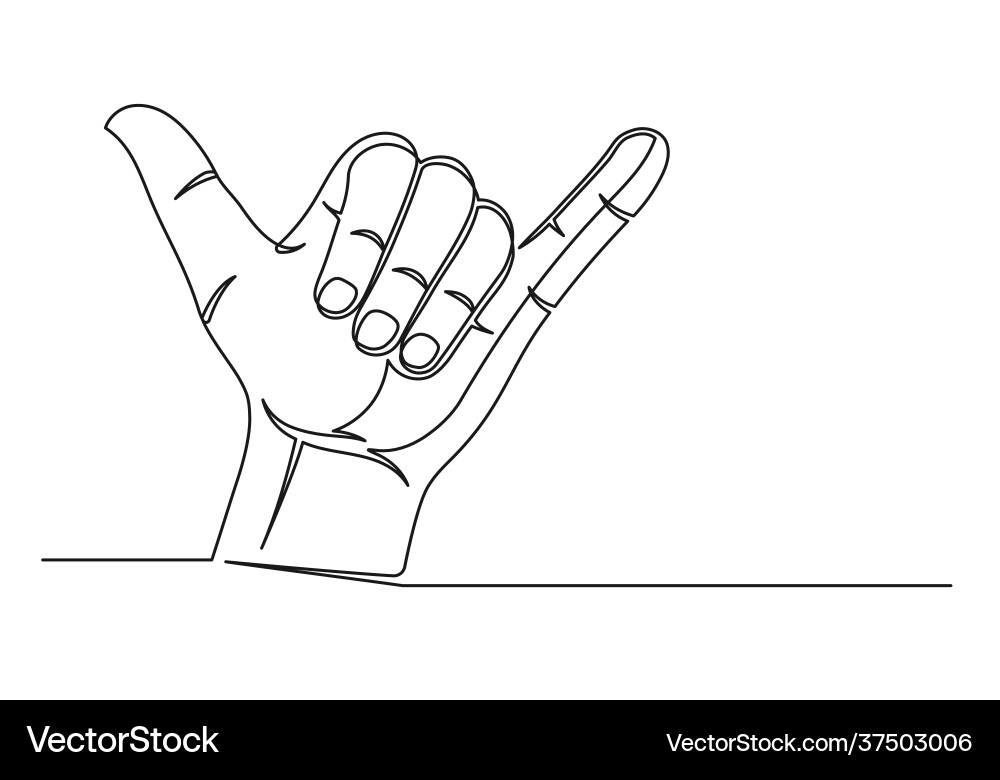 Continuous one line drawing an surfer hand Vector Image